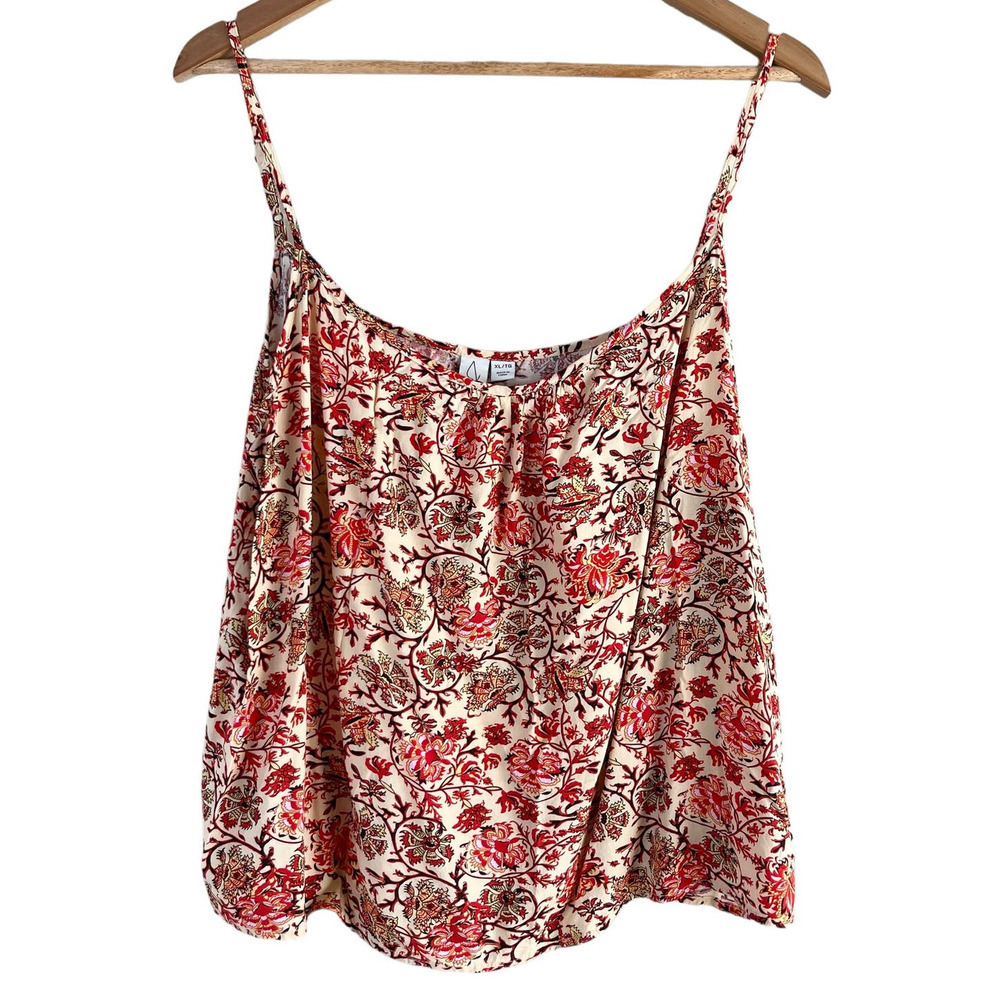 Joie Red and Cream Floral Tank Top